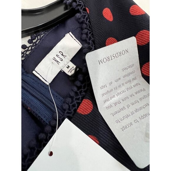 NWTD NSR Size M Polka Dot Print Sleeveless Ruffle Maxi Dress Navy Rust - Picture 6 of 15